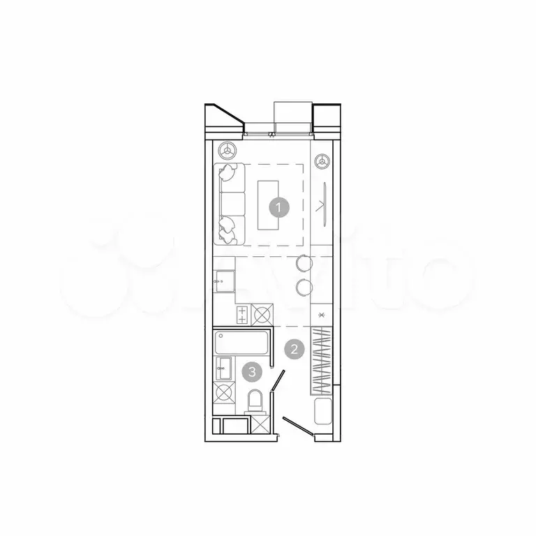 Квартира-студия, 23,7 м, 3/21 эт. - Фото 0