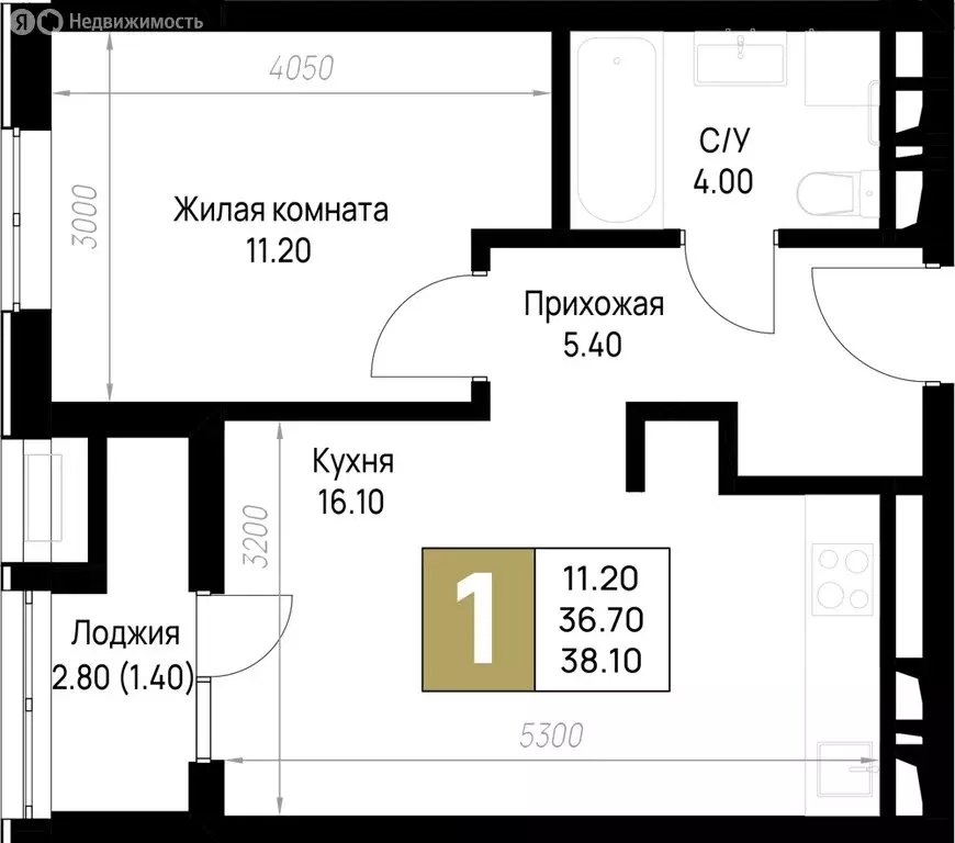 1-комнатная квартира: Анапа, ЖК На Высоком Берегу (38.1 м) - Фото 0