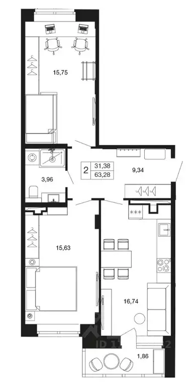 2-к кв. Московская область, Апрелевка Наро-Фоминский городской округ, ... - Фото 1