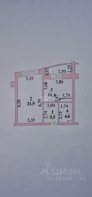 1-к кв. Липецкая область, Липецк ул. Имени Генерала Меркулова, 10А ... - Фото 2
