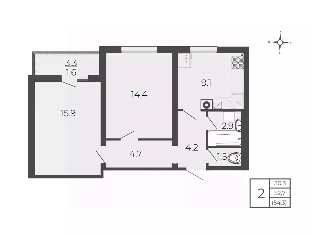 2-к кв. Московская область, Волоколамск проезд 2-й Шаховской, 19 (54.3 ... - Фото 1