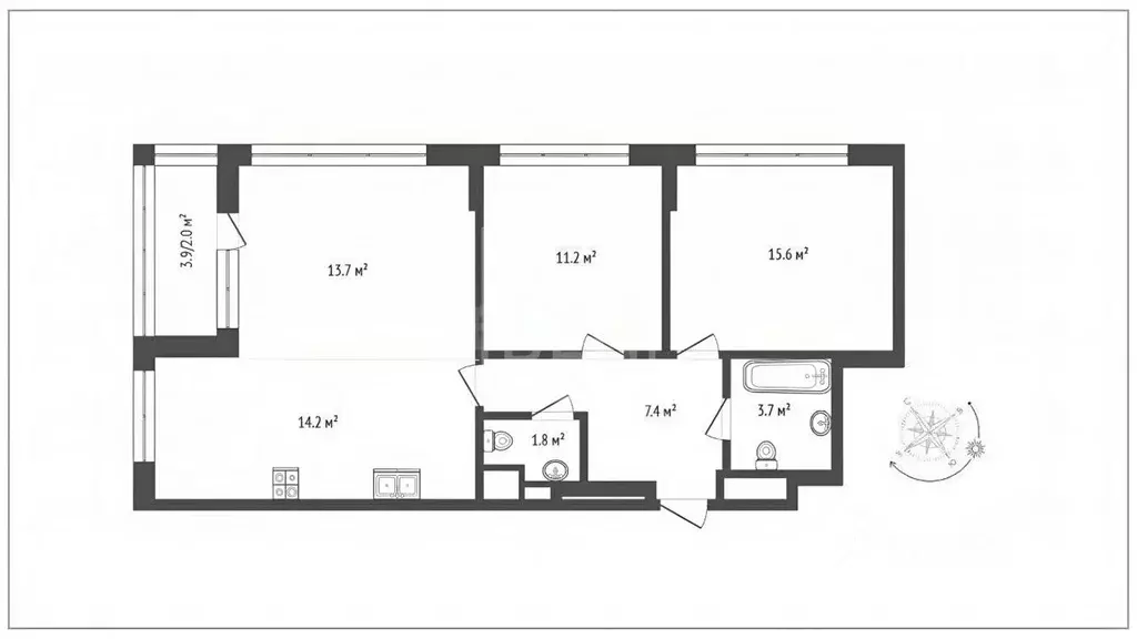 3-к кв. Москва Шелепихинская наб., 40к3 (67.6 м) - Фото 2