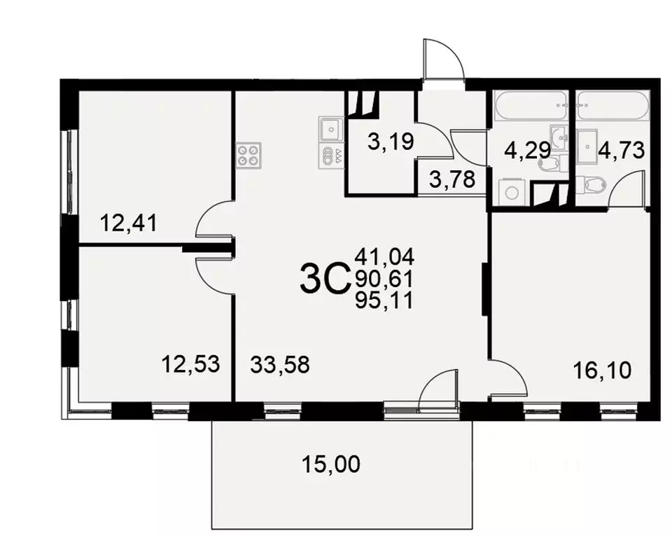 3-к кв. Тульская область, Тула Хлебная пл. (90.61 м) - Фото 0