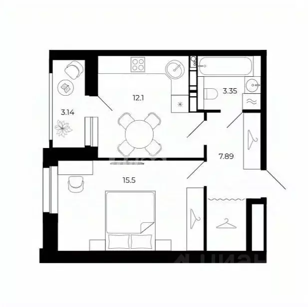 1-к кв. Липецкая область, Липецк ул. Буденного, 8В (41.1 м) - Фото 2