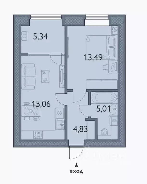 1-к кв. Брянская область, Брянский район, пос. Мичуринский, ... - Фото 1