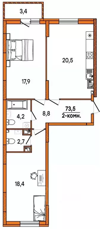 2-к кв. Ульяновская область, Ульяновск Киндяковка мкр, Заря жилой ... - Фото 1