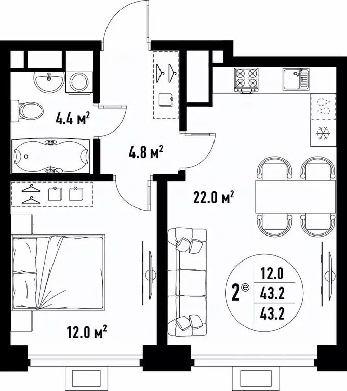 2-к кв. Астраханская область, Астрахань ул. Бэра, 29 (43.2 м) - Фото 2