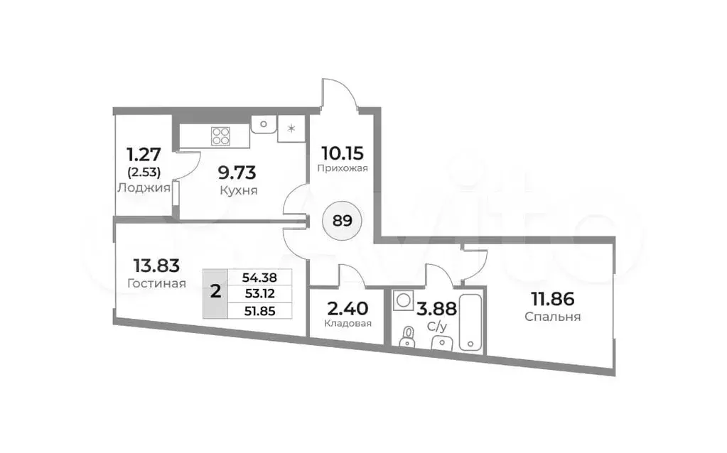 3-к. квартира, 53,1 м, 3/10 эт. - Фото 1