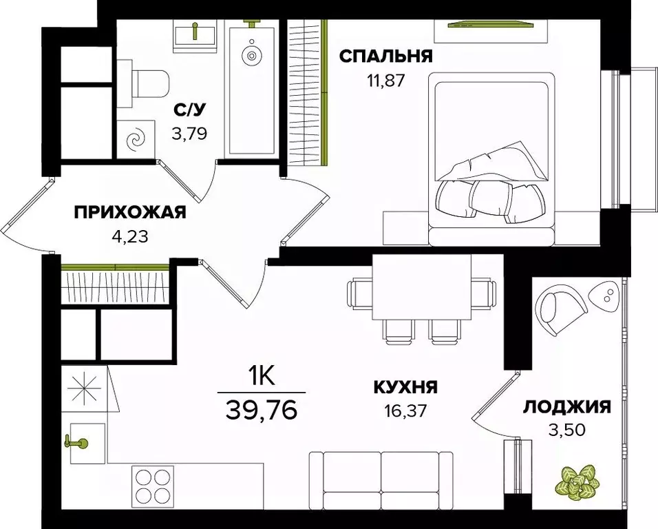 1-к кв. Тульская область, Тула  (39.76 м) - Фото 0