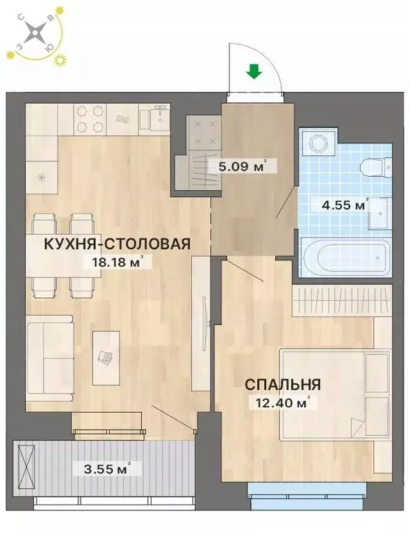 1-к кв. Свердловская область, Екатеринбург Академический мкр, 15-й ... - Фото 0