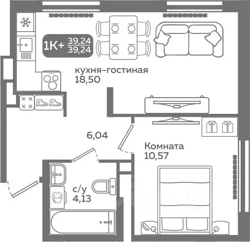1-к кв. Тюменская область, Тюмень ул. Заполярная, 9/2 (39.24 м) - Фото 0