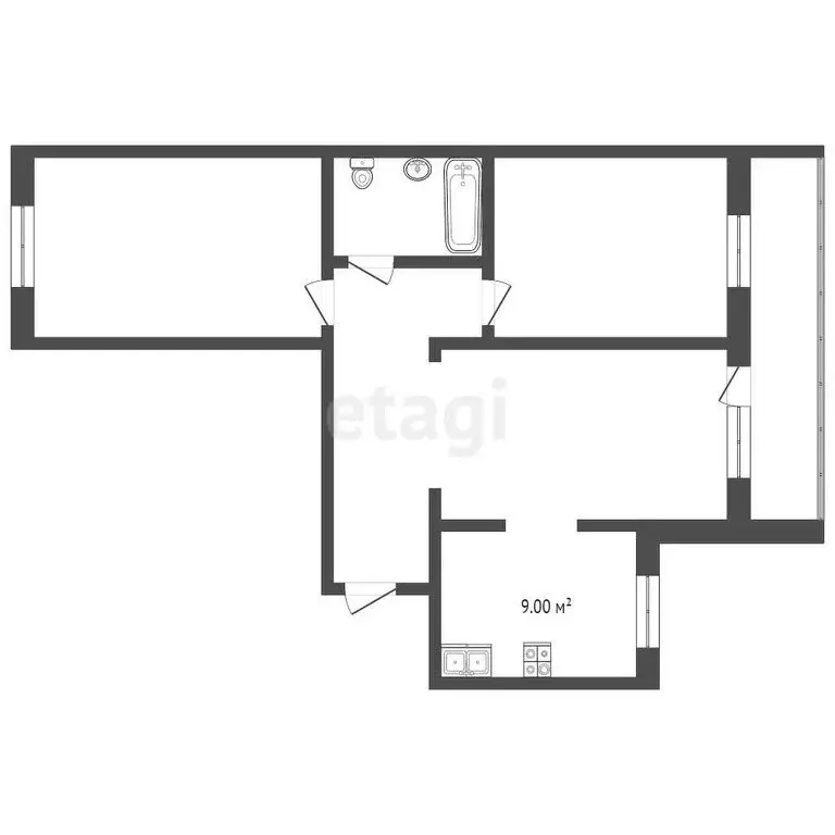 3-комнатная квартира: Тюмень, улица Федюнинского, 7А (59.5 м) - Фото 0