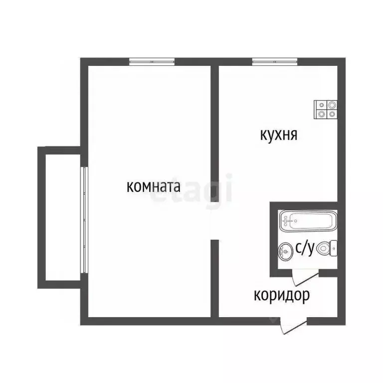 1-к кв. Курганская область, Курган ул. Радионова, 32 (31.6 м) - Фото 2