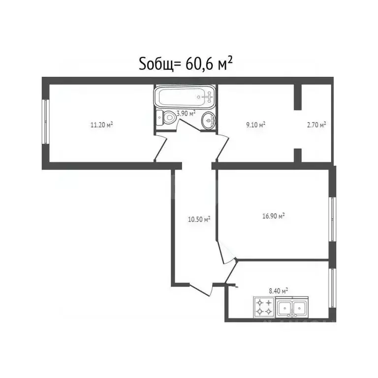 3-к кв. Брянская область, Брянск ул. Богдана Хмельницкого, 39 (60.6 м) - Фото 1