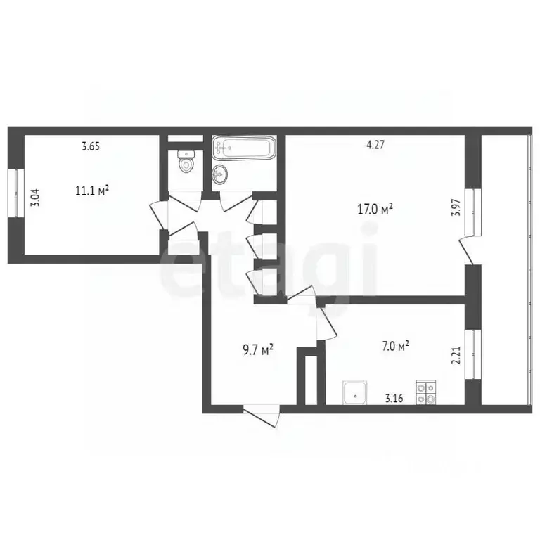 2-к кв. Вологодская область, Череповец ул. Монтклер, 15 (49.6 м) - Фото 1