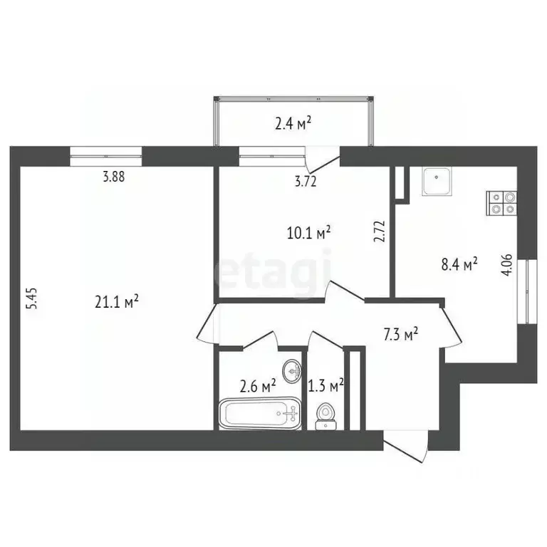 2-к кв. Ростовская область, Ростов-на-Дону Вятская ул., 77 (52.0 м) - Фото 1