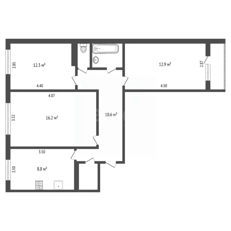 3-к кв. Татарстан, Набережные Челны просп. Сююмбике, 21/33 (66.4 м) - Фото 2