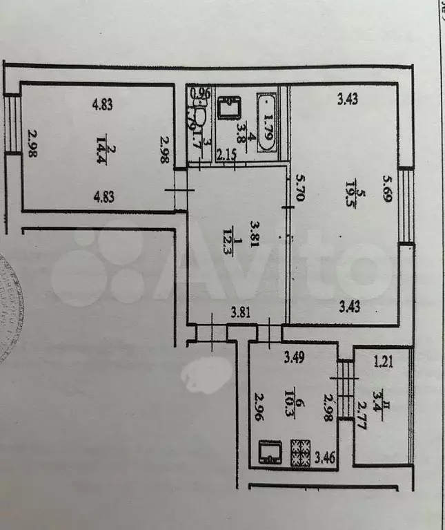 2-к. квартира, 65,4 м, 9/10 эт. - Фото 0