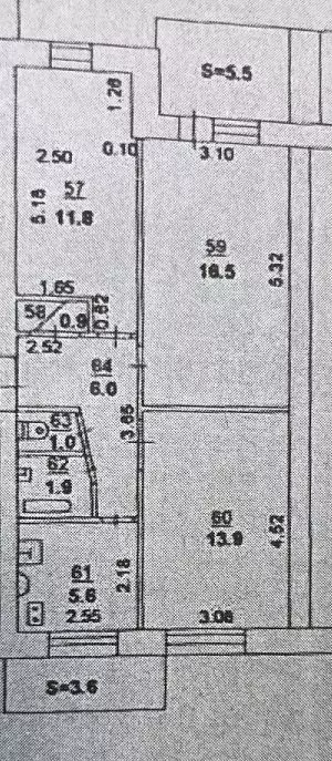 3-к. квартира, 58 м, 4/5 эт. - Фото 0