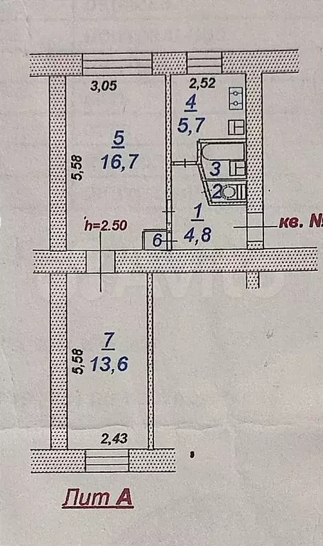2-к. квартира, 43,9 м, 1/5 эт. - Фото 0