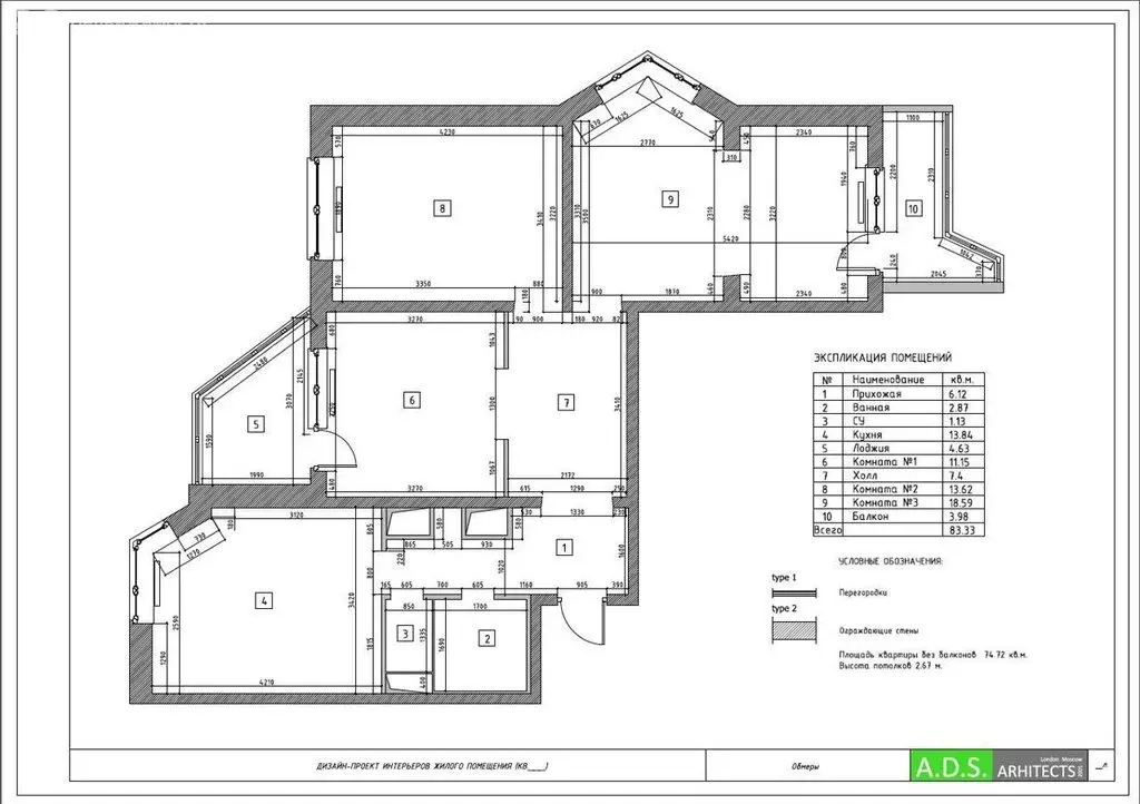 3-комнатная квартира: Москва, Рождественская улица, 33 (77 м) - Фото 1