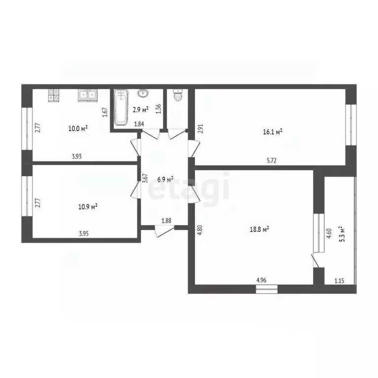 3-к кв. Тюменская область, Тюменский район, с. Каскара Садовая ул., 66 ... - Фото 0