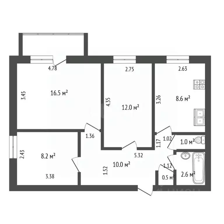 3-к кв. Архангельская область, Коряжма Архангельская ул., 31А (59.4 м) - Фото 2