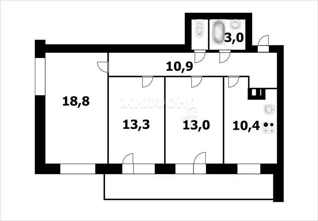 3-комнатная квартира: новосибирск, улица добролюбова, 162/1 (70.7 м) - Фото 0