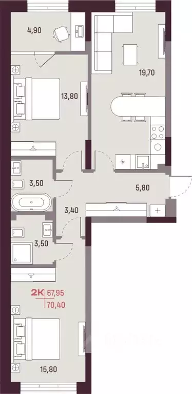 2-к кв. Свердловская область, Екатеринбург Академический мкр, 22-й ... - Фото 1