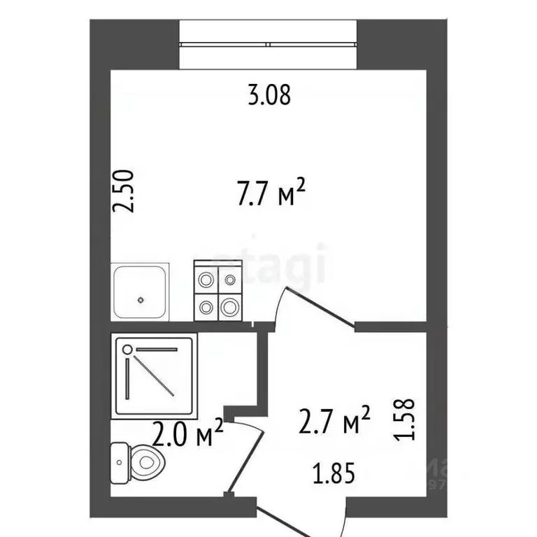 1-к кв. Башкортостан, Стерлитамак просп. Ленина, 34А (12.4 м) - Фото 2