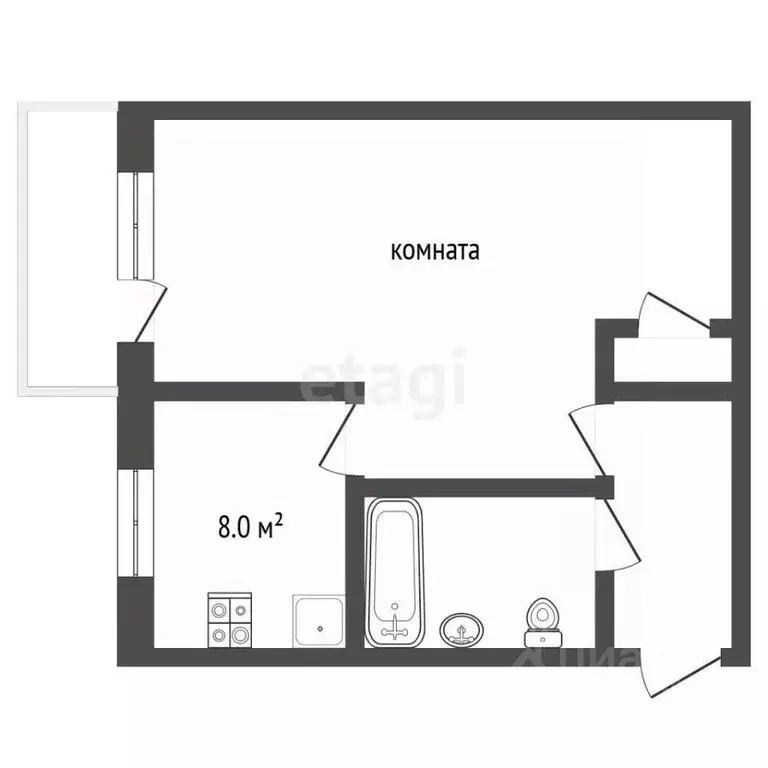 1-к кв. Кемеровская область, Киселевск пер. 1 Мая, 4А (31.3 м) - Фото 1