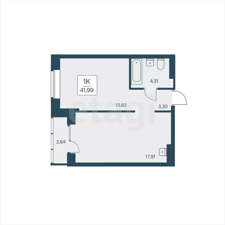 Продаётся 1-к квартира, 41.99 м - Фото 0