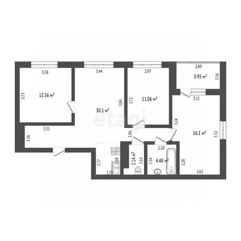 3-к кв. Тюменская область, Тюменский район, д. Патрушева ул. Михаила ... - Фото 2