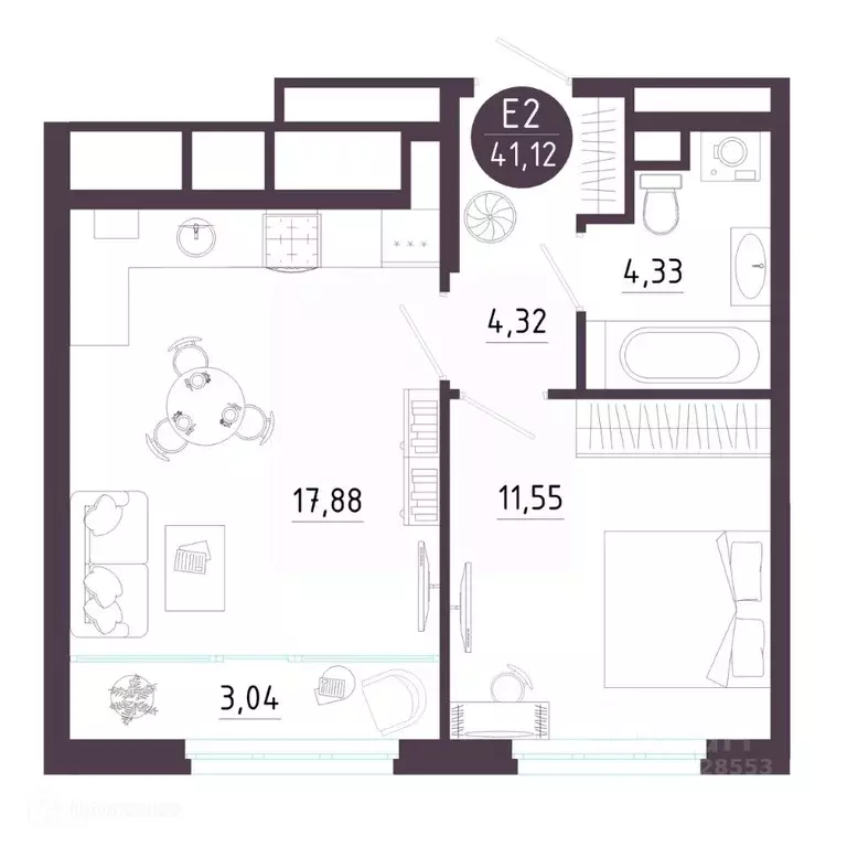 1-к кв. Рязанская область, Рязань Московское ш. (41.12 м) - Фото 1