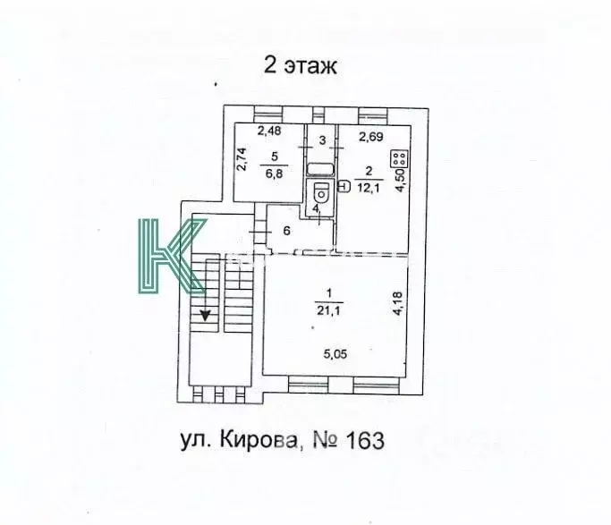 2-к кв. Челябинская область, Челябинск ул. Кирова, 163 (46.4 м) - Фото 1