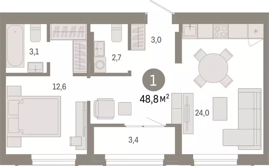 1-комнатная квартира: екатеринбург, улица академика ландау (48.4 м) - Фото 0