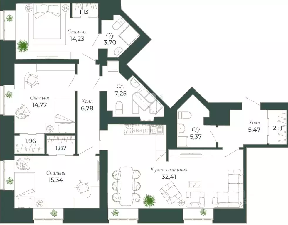 2-к кв. Санкт-Петербург просп. Малый Петроградской стороны, 79-81-83 ... - Фото 1