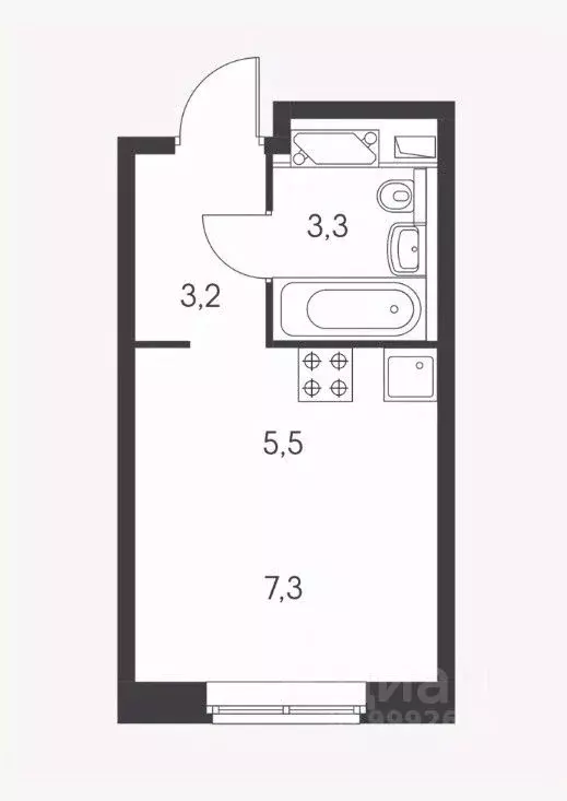 Студия Москва ул. Саларьевская, 10к2 (19.2 м) - Фото 0