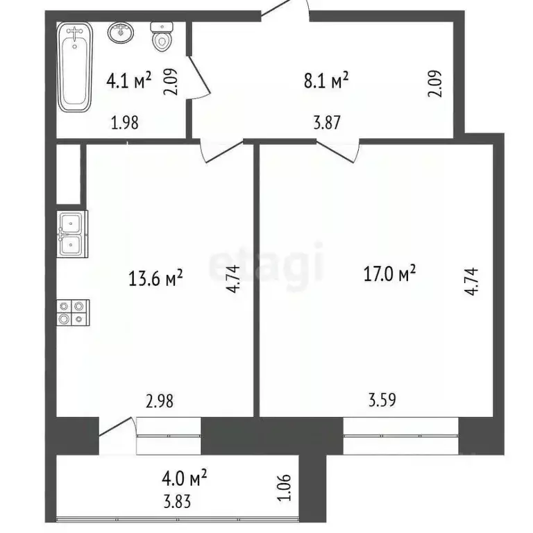 1-к кв. Смоленская область, Смоленск Тульский пер., 10 (42.8 м) - Фото 2