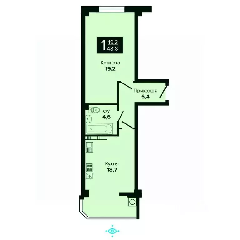 1-к кв. Ставропольский край, Ессентуки ул. Шмидта, 96 (48.8 м) - Фото 0