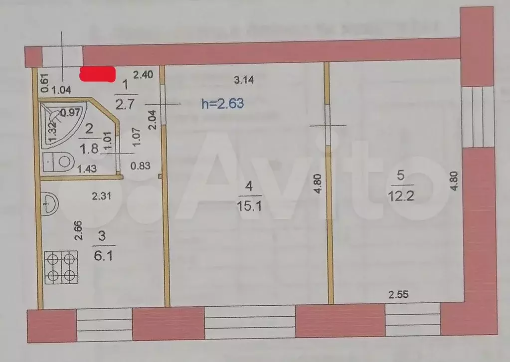 2-к. квартира, 38 м, 2/2 эт. - Фото 0