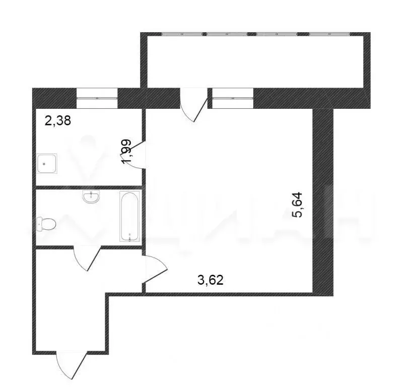 1-к кв. Татарстан, Казань ул. 3-я Кленовая, 23А (32.4 м) - Фото 1