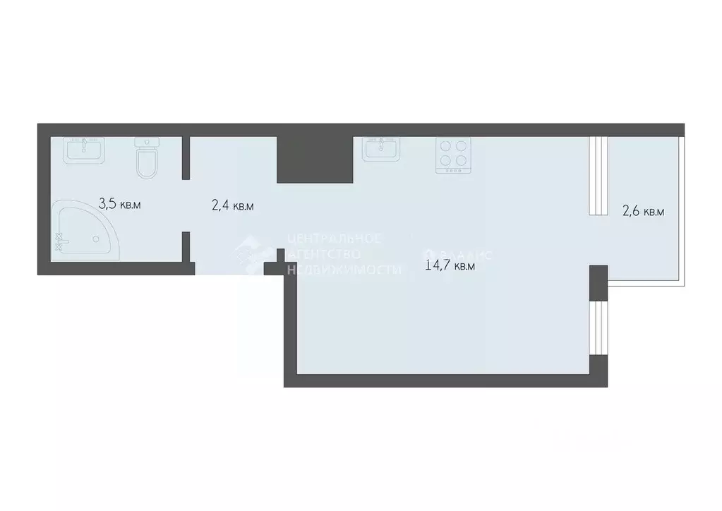 Студия Рязанская область, Рязань ул. Островского, 16 (23.29 м) - Фото 1