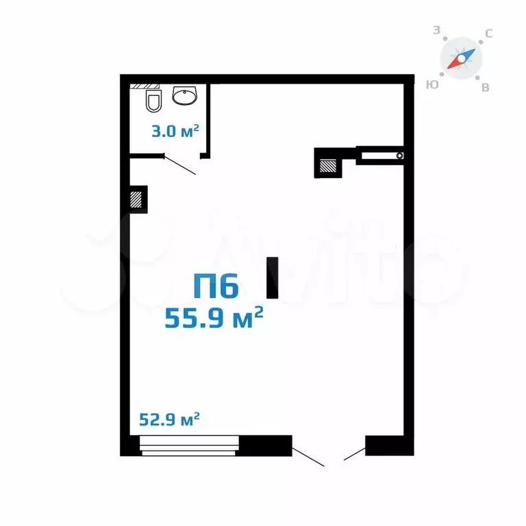 Помещение для бизнеса в ЖК  2Д Федосеенко , 55.9 м - Фото 0