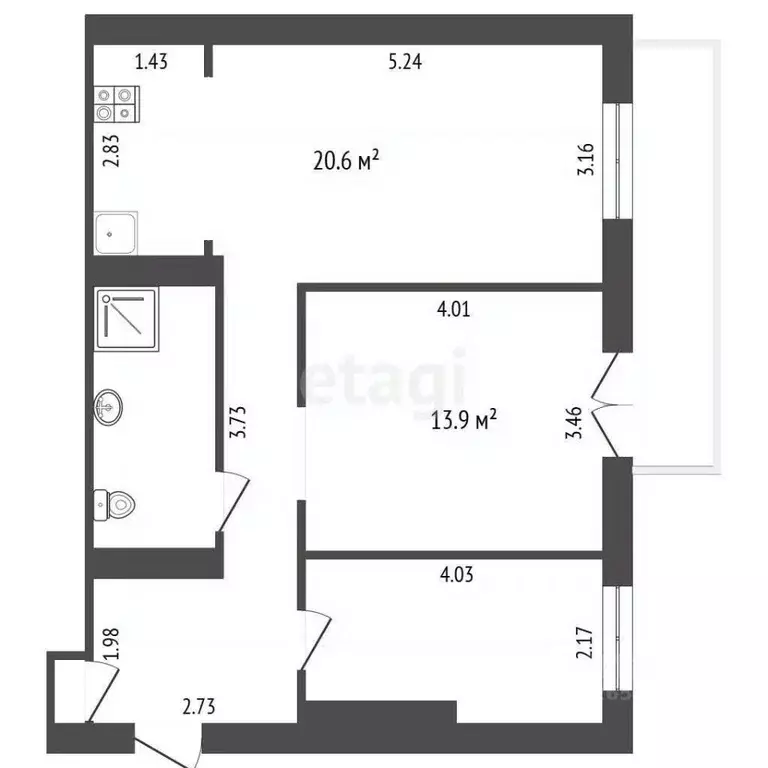 3-к кв. Кемеровская область, Новокузнецк ул. 25 лет Октября, 1 (60.0 ... - Фото 2