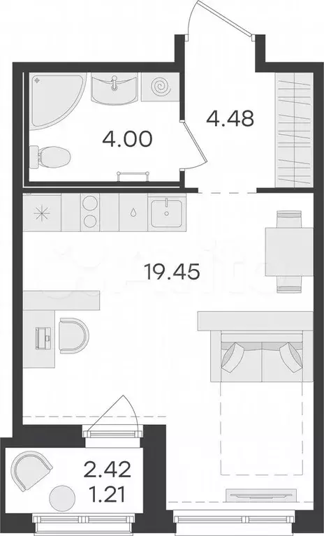 Квартира-студия, 29,1 м, 9/15 эт. - Фото 0