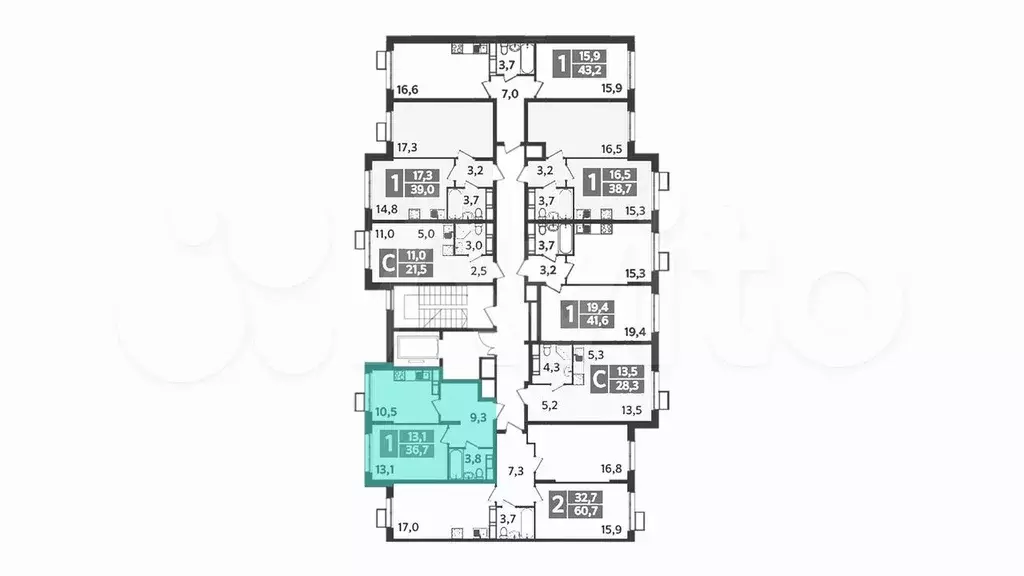 1-к. квартира, 36 м, 9/9 эт. - Фото 1