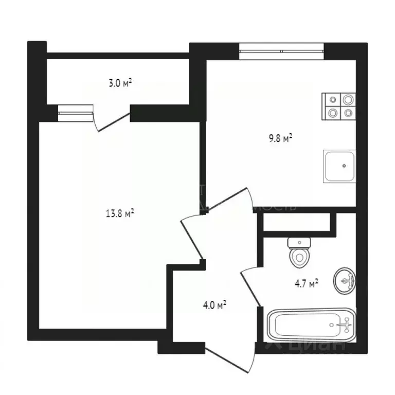 1-к кв. Тюменская область, Тюменский муниципальный округ, д. Дударева ... - Фото 2