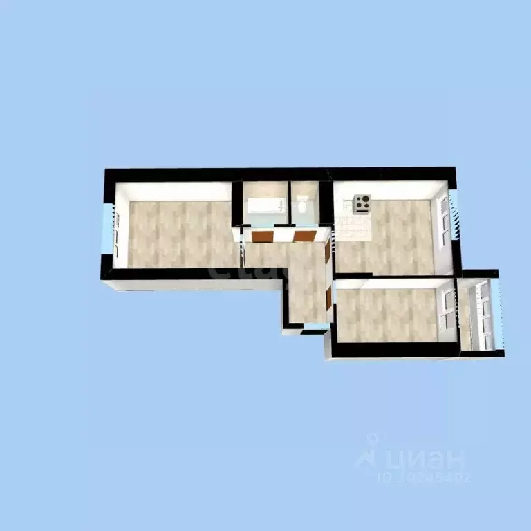 3-к кв. Башкортостан, Уфа ул. Степана Кувыкина, 45 (56.62 м) - Фото 2