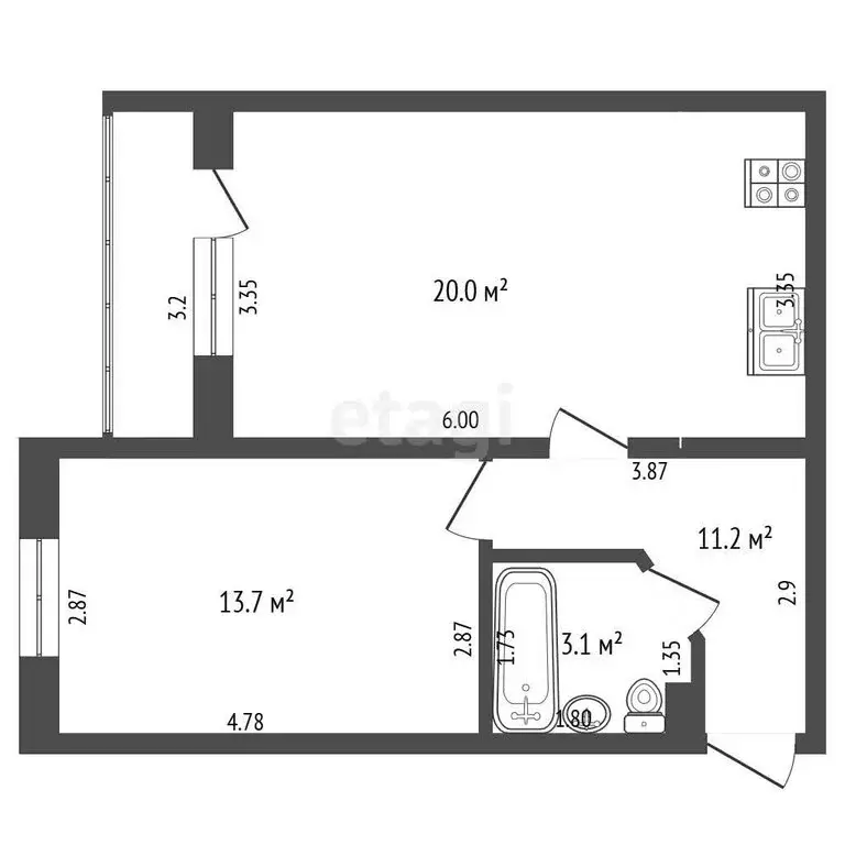 1-комнатная квартира: Самара, Печёрская улица, 20А (45 м) - Фото 1